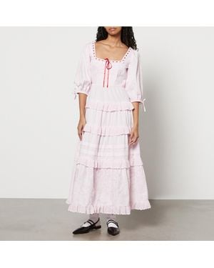 Damson Madder Rebecca Broderie Anglaise Cotton-Poplin Dress - Pink