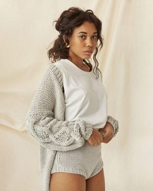 THE KNOTTY ONES Tom Cotton Cardigan & Hot Trousers Set - Natural