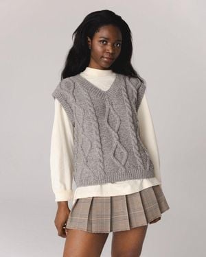 THE KNOTTY ONES Laimė Alpaca Wool & Cotton Vest - Grey
