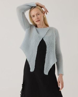 THE KNOTTY ONES Skraistas Silk & Mohair Cropped Cardigan - Grey