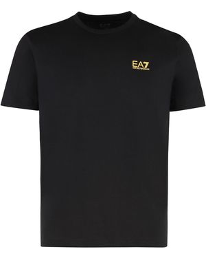 EA7 Logo Cotton T-Shirt - Black