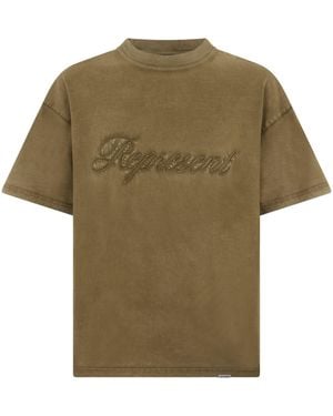 Represent T-Shirt With Embroidered Logo - Green