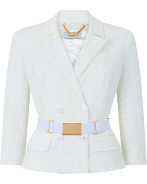 Elisabetta Franchi Double-Breasted Crop Jacket - White
