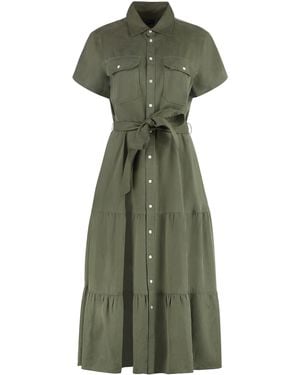Polo Ralph Lauren Tiered Linen Dress With Detachable Belt - Green
