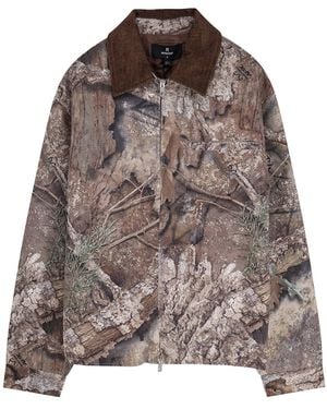 Represent Tree-Graphic Print Camouflage Cotton Trucker Jacket - Brown