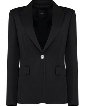 Pinko Signum Single-Breasted Viscose Blazer - Black