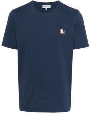 Maison Kitsuné T Shirt Con Applicazione Chillax Fox - Blue