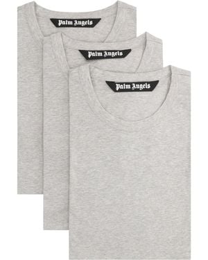 Palm Angels Set Of Three Crew Neck T-Shirts - Gray