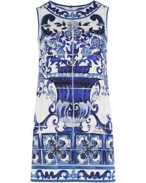 Dolce & Gabbana Printed Silk Top - Blue