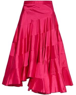 Tory Burch Silk Skirt With An Asymmetric Cut - Pink
