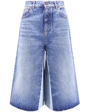 Chloé Denim Bermuda Shorts With Back Logo Patch - Blue