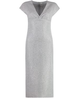 St. John Lurex Knit Dress - Gray