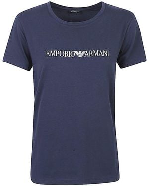 Emporio Armani Logo Cotton T-Shirt - Blue