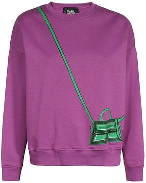 Karl Lagerfeld Printed Crew-Neck Sweatshirt - Purple