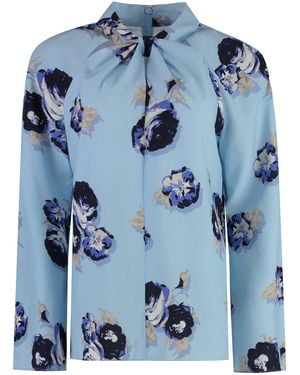 St. John Silk Blend Blouse - Blue