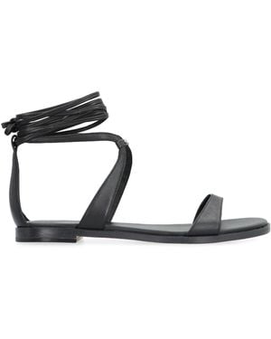 Michael Kors Amara Leather Flat Sandals - Black