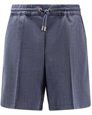 Pinko Scarola Textured Wool Bermuda Shorts - Blue