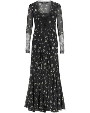 Etro Floral Print Silk Dress - Black