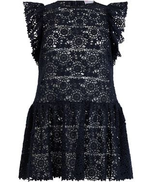 RED Valentino Short Dress, Elegant With Floral Details And Cut-Outs - Black