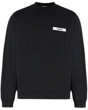Jacquemus Gros Grain Cotton Crew-Neck Sweatshirt - Black