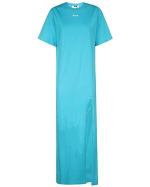 MSGM Cotton Long Dress - Blue