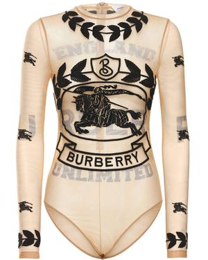 Burberry Long Elasticized Body With Elegant Graphic Print - Natural