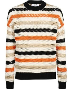 MSGM Cotton Crew-Neck Sweater - White
