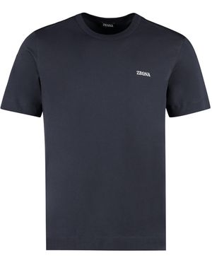 ZEGNA Logo Cotton T-Shirt - Blue