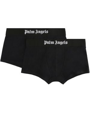 Palm Angels Two-Pack Of Cotton Boxer Shorts With Branded Elastic Band - Black