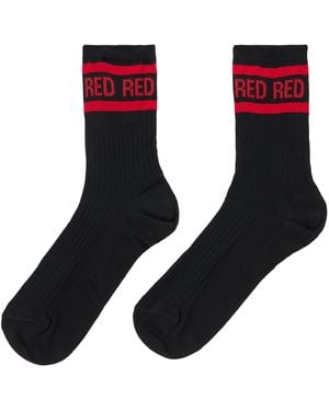RED Valentino Cotton Socks With Stripes - Black