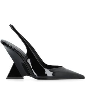 The Attico Cheope Patent Leather Slingback Pumps - Black