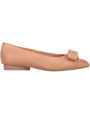 Ferragamo Leather Ballet Flats With Logo - Pink