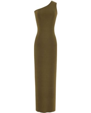 Saint Laurent One-Shoulder Maxi Dress - Green