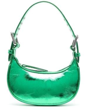 BY FAR Mini Soho Metallic Leather Shoulder Bag - Green