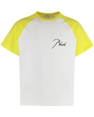 Rhude Logo Cotton T-Shirt - Yellow