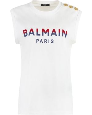 Balmain Cotton Tank Top - White