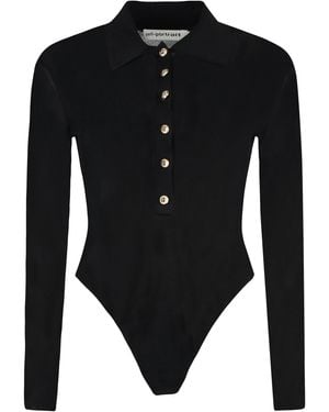 Self-Portrait Viscose Knit Bodysuit - Black