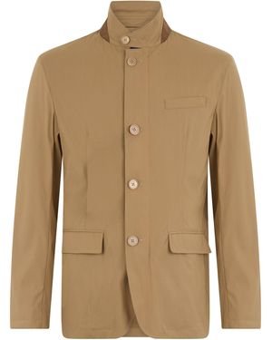 Herno Light Sand Jacket With Raised Collar - Natural