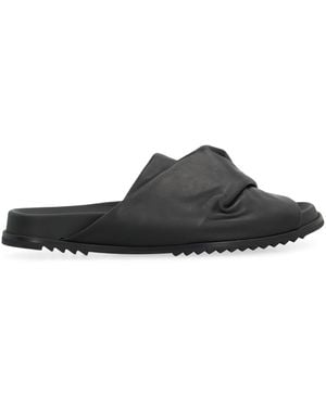 Rick Owens Mobius Leather Slides - Black