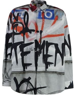 Vetements Printed Cotton Shirt - Gray