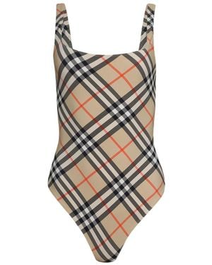 ワンピース水着 Burberry Swimsuit Check Swimsuit in Sand - Women, Nylon | Burberry® Official