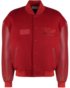 Vetements Leather Sleeves Bomber Jacket - Red