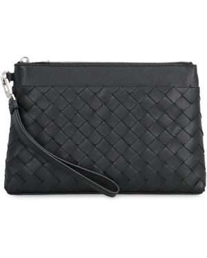 Bottega Veneta Luxury Woven Prism Mini Pouch With Zipper Closure, 25X17X4 Cm - Grey