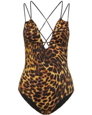 Stella McCartney Leopard Print Swimsuit With Thin Straps - Brown