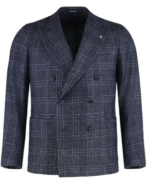 Tagliatore Prince-Of-Wales Wool Jacket - Blue