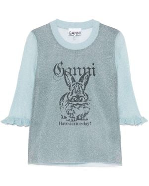 Ganni Sweaters Clear - Blue
