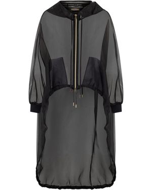 Herno Long Transparent Jacket With Puff Sleeves - Gray