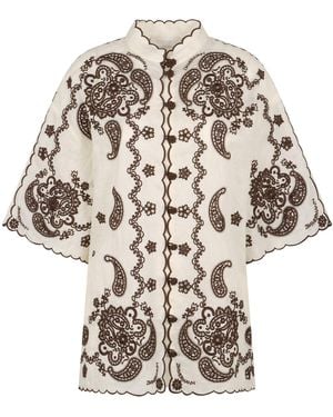 Zimmermann Ascension Embroidered Linen Shirt - White