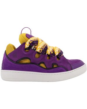 Lanvin Paris Curb Light Suede Sneakers - Purple
