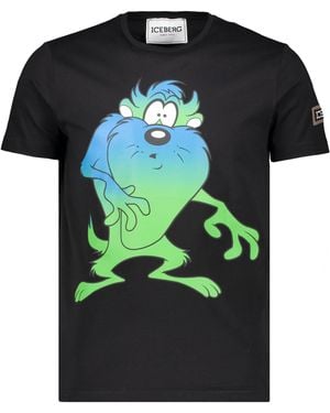 Iceberg Printed Cotton T-Shirt - Black